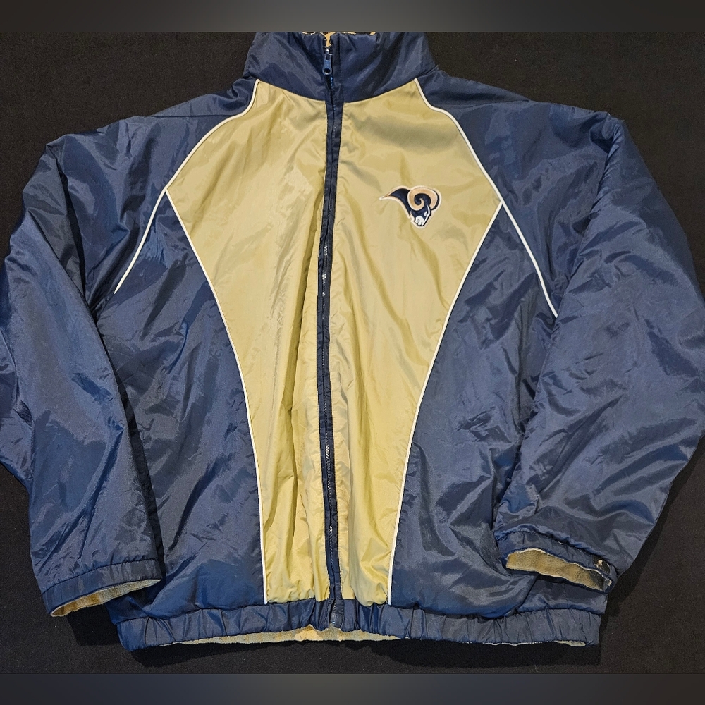 Saint Louis Rams Embroidered Mens Navy & Blue Reversible Fleece‎ Jacket Size 2XL